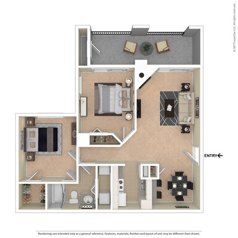 A floor plan of a house with a living room, kitchen, and bathroom.